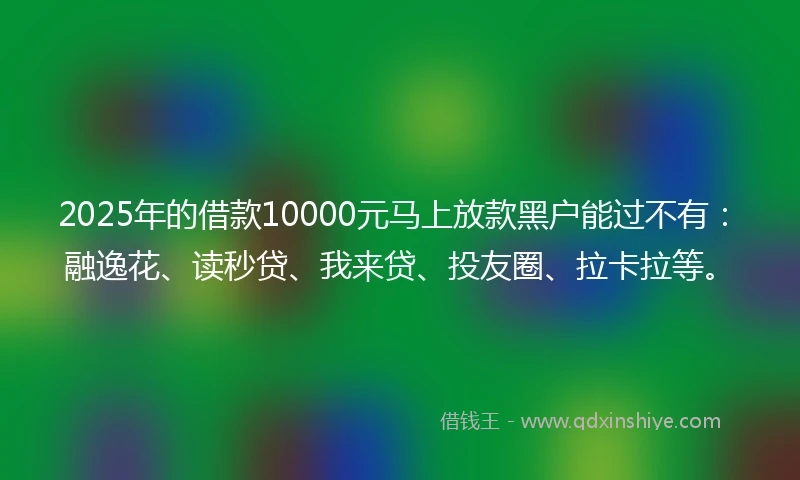 2025年的借款10000元马上放款黑户能过不有：融逸花、读秒贷、我来贷、投友圈、拉卡拉等。
