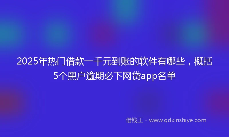 2025年热门借款一千元到账的软件有哪些，概括5个黑户逾期必下网贷app名单