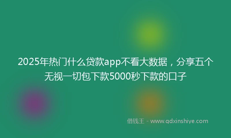 2025年热门什么贷款app不看大数据,分享五个无视一切包下款5000秒下款的口子