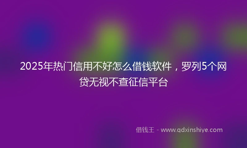 2025年热门信用不好怎么借钱软件，罗列5个网贷无视不查征信平台