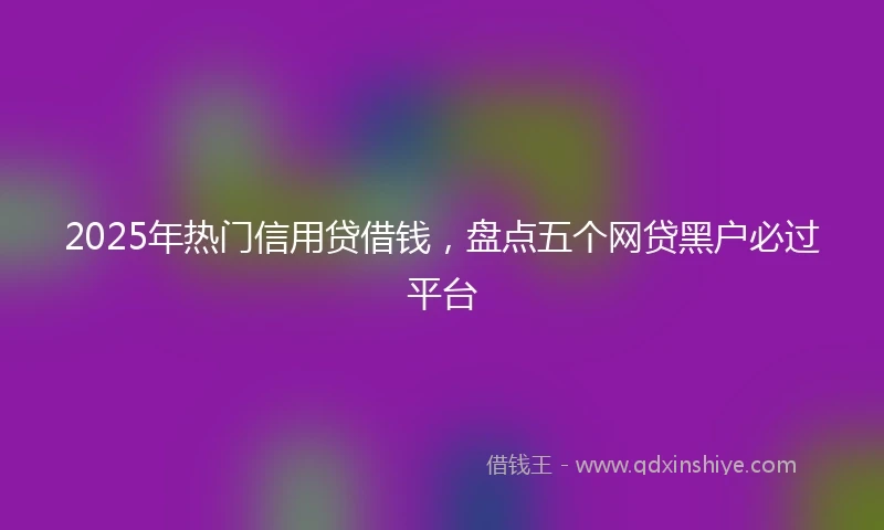 2025年热门信用贷借钱,盘点五个网贷黑户必过平台