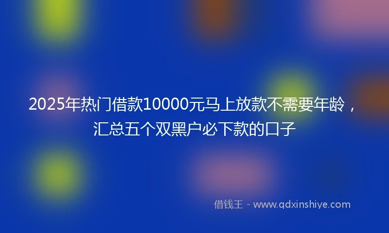 2025年热门借款10000元马上放款不需要年龄，汇总五个双黑户必下款的口子