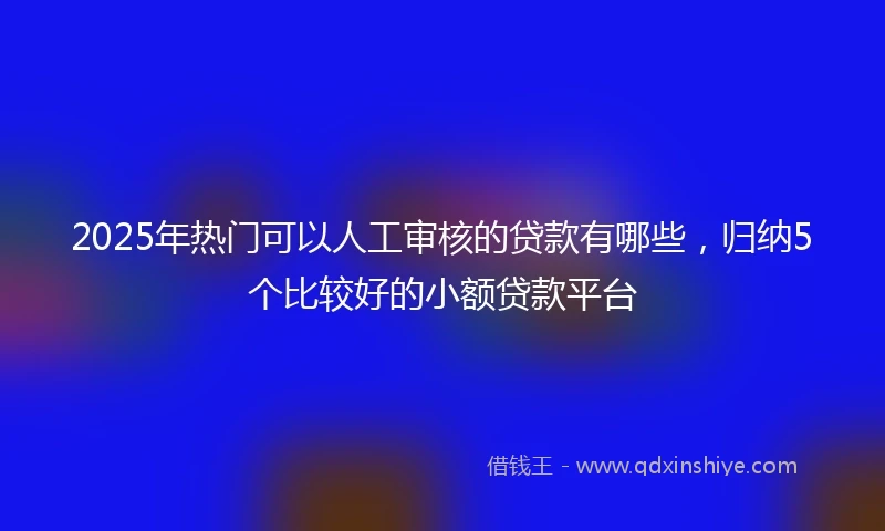 2025年热门可以人工审核的贷款有哪些，归纳5个比较好的小额贷款平台