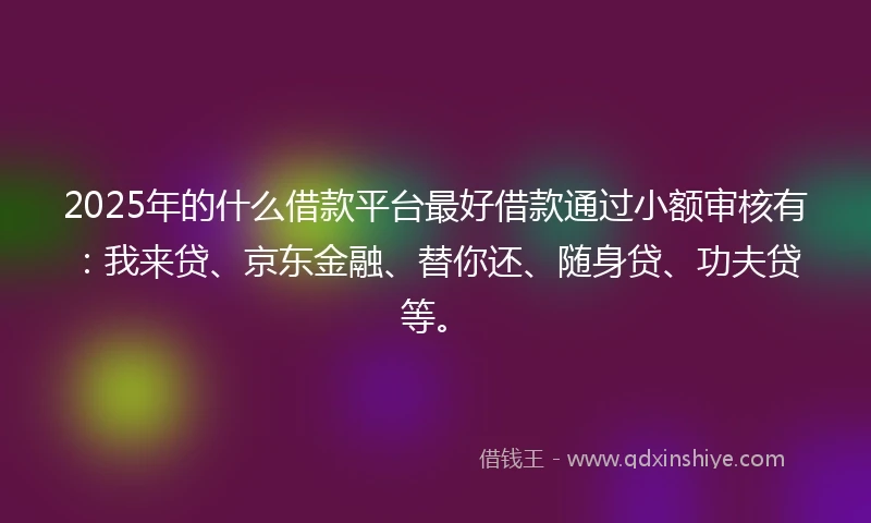 2025年的什么借款平台最好借款通过小额审核有：我来贷、京东金融、替你还、随身贷、功夫贷等。