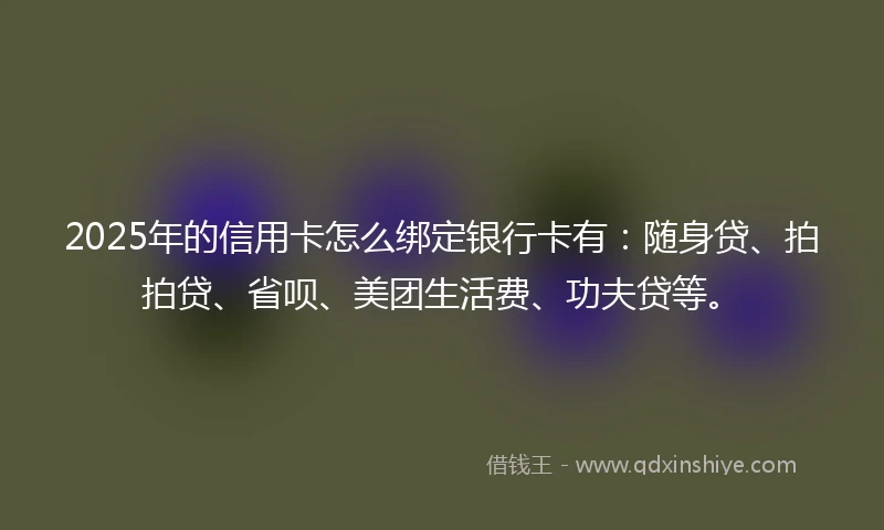2025年的信用卡怎么绑定银行卡有：随身贷、拍拍贷、省呗、美团生活费、功夫贷等。