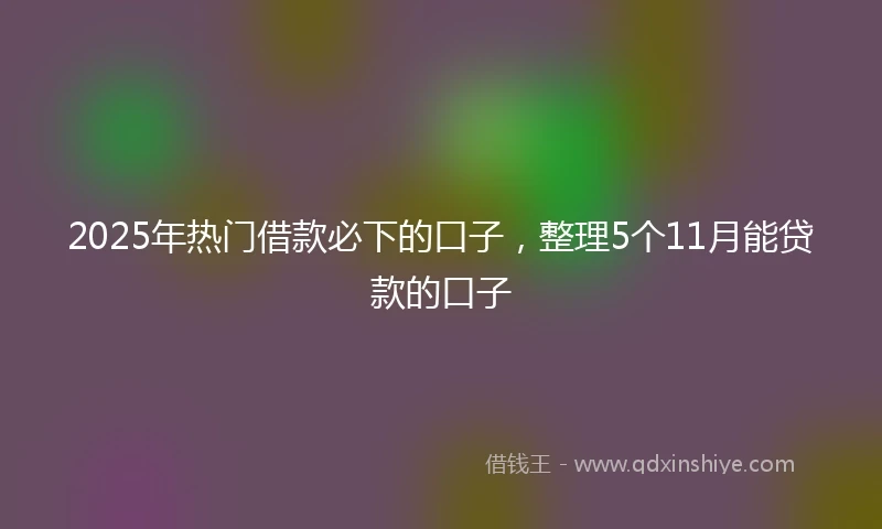 2025年热门借款必下的口子，整理5个11月能贷款的口子