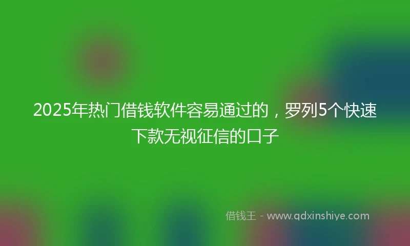 2025年热门借钱软件容易通过的,罗列5个快速下款无视征信的口子