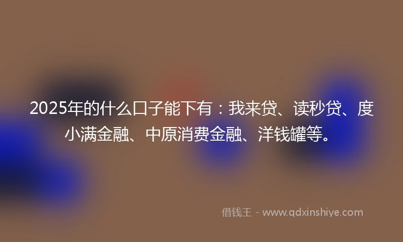 2025年的什么口子能下有:我来贷、读秒贷、度小满金融、中原消费金融、洋钱罐等。