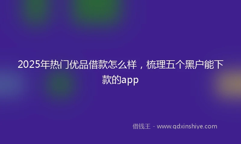 2025年热门优品借款怎么样,梳理五个黑户能下款的app