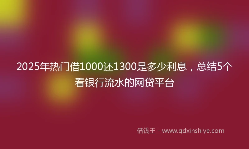 2025年热门借1000还1300是多少利息，总结5个看银行流水的网贷平台