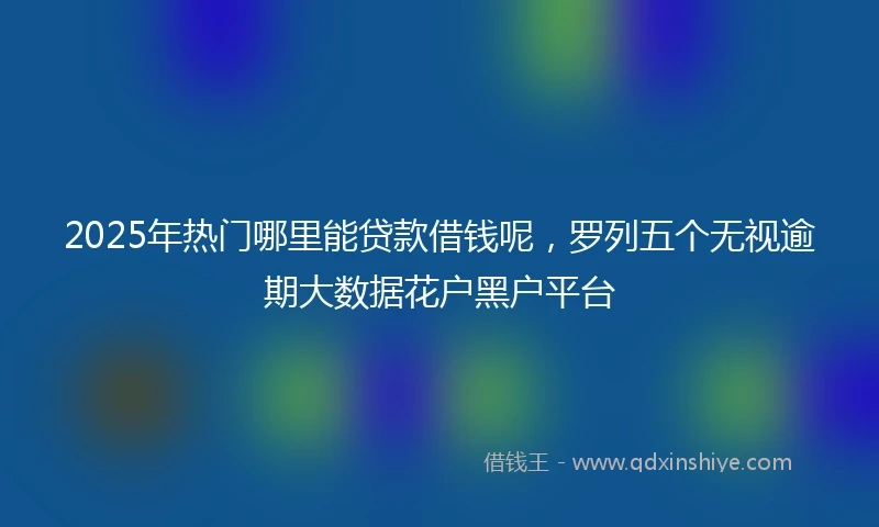 2025年热门哪里能贷款借钱呢，罗列五个无视逾期大数据花户黑户平台