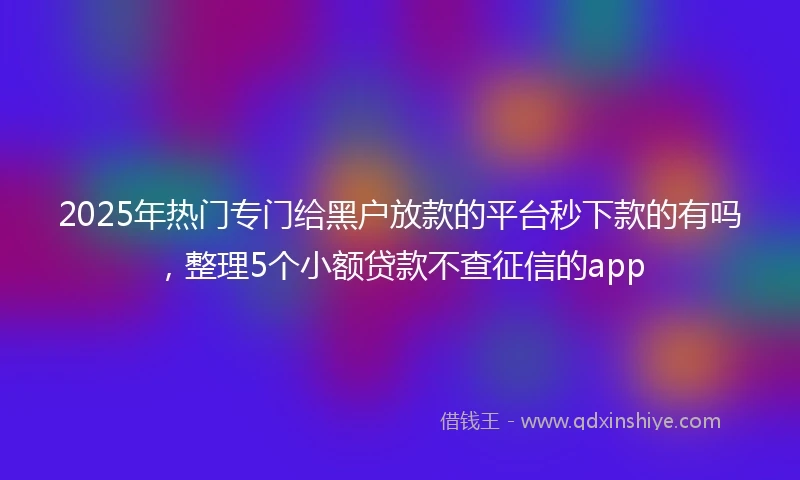 2025年热门专门给黑户放款的平台秒下款的有吗，整理5个小额贷款不查征信的app