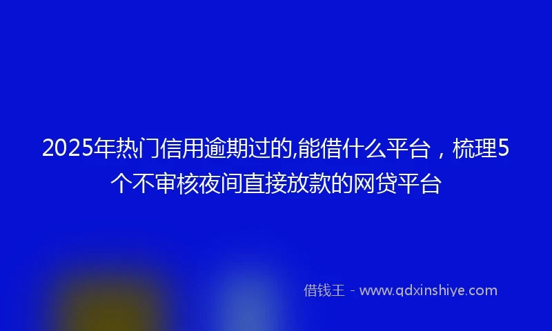 2025年热门信用逾期过的,能借什么平台，梳理5个不审核夜间直接放款的网贷平台