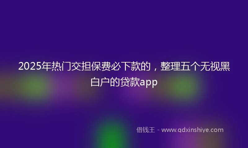 2025年热门交担保费必下款的，整理五个无视黑白户的贷款app