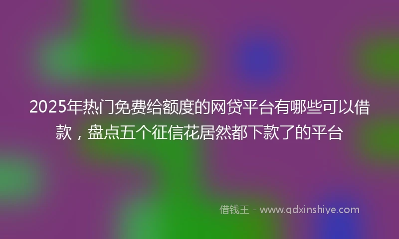 2025年热门免费给额度的网贷平台有哪些可以借款，盘点五个征信花居然都下款了的平台