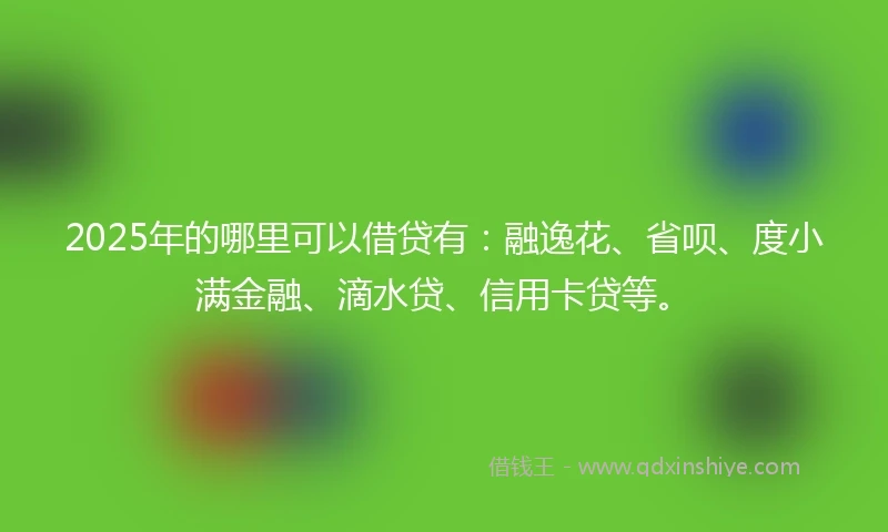 2025年的哪里可以借贷有：融逸花、省呗、度小满金融、滴水贷、信用卡贷等。
