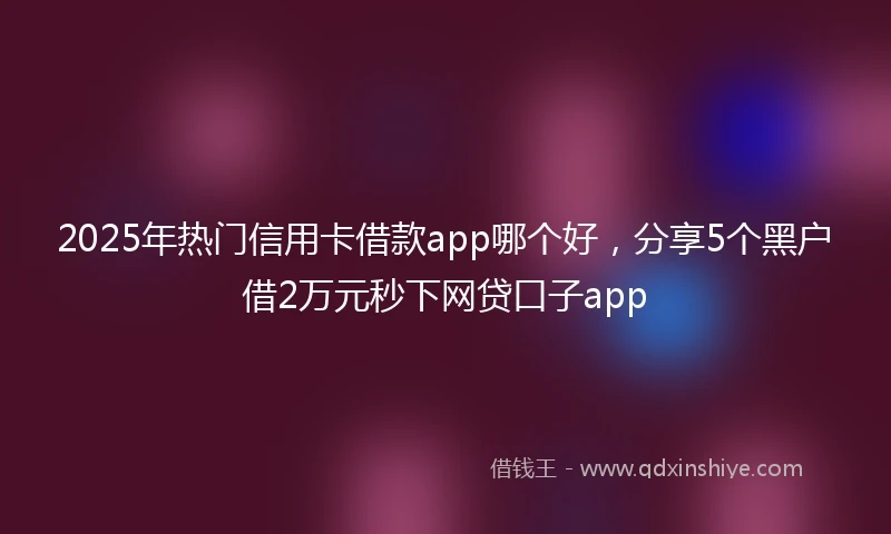 2025年热门信用卡借款app哪个好，分享5个黑户借2万元秒下网贷口子app