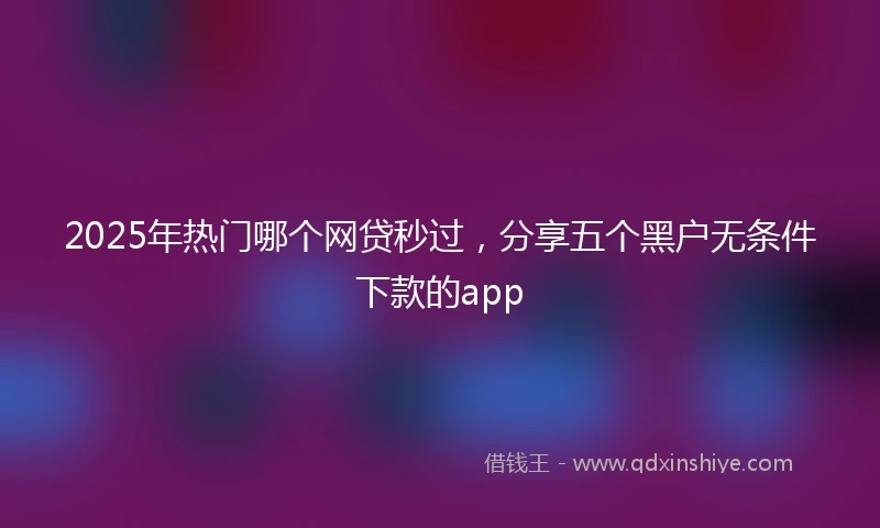 2025年热门哪个网贷秒过，分享五个黑户无条件下款的app