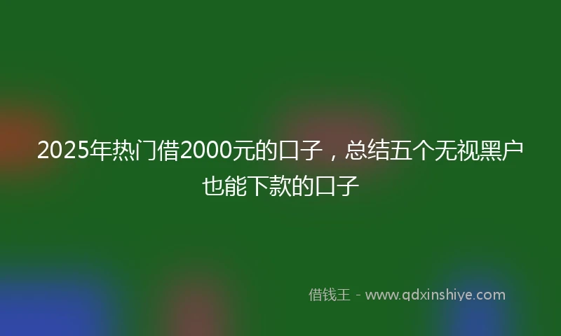 2025年热门借2000元的口子,总结五个无视黑户也能下款的口子