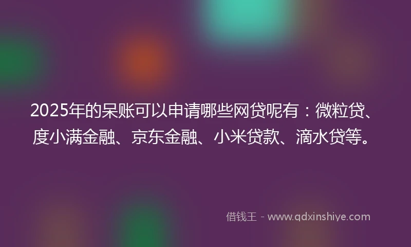2025年的呆账可以申请哪些网贷呢有：微粒贷、度小满金融、京东金融、小米贷款、滴水贷等。