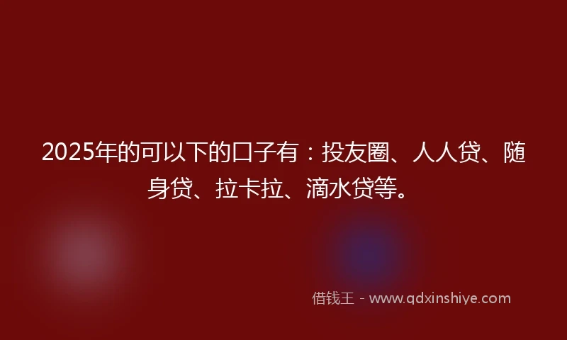 2025年的可以下的口子有：投友圈、人人贷、随身贷、拉卡拉、滴水贷等。