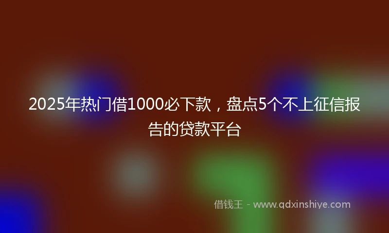 2025年热门借1000必下款,盘点5个不上征信报告的贷款平台