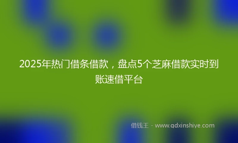 2025年热门借条借款,盘点5个芝麻借款实时到账速借平台
