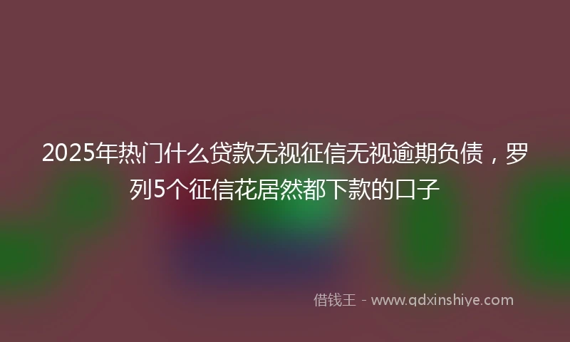 2025年热门什么贷款无视征信无视逾期负债，罗列5个征信花居然都下款的口子