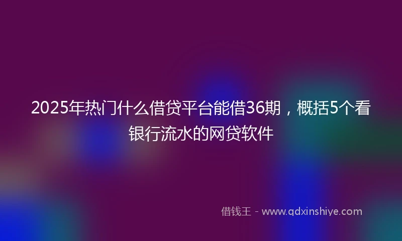 2025年热门什么借贷平台能借36期,概括5个看银行流水的网贷软件
