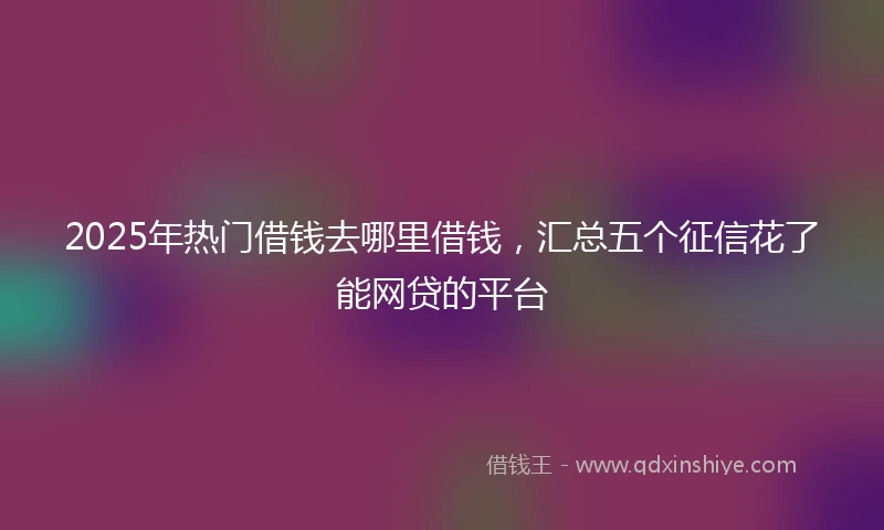 2025年热门借钱去哪里借钱，汇总五个征信花了能网贷的平台