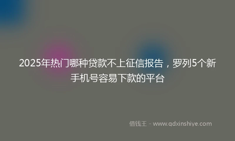 2025年热门哪种贷款不上征信报告，罗列5个新手机号容易下款的平台