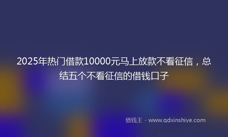 2025年热门借款10000元马上放款不看征信,总结五个不看征信的借钱口子