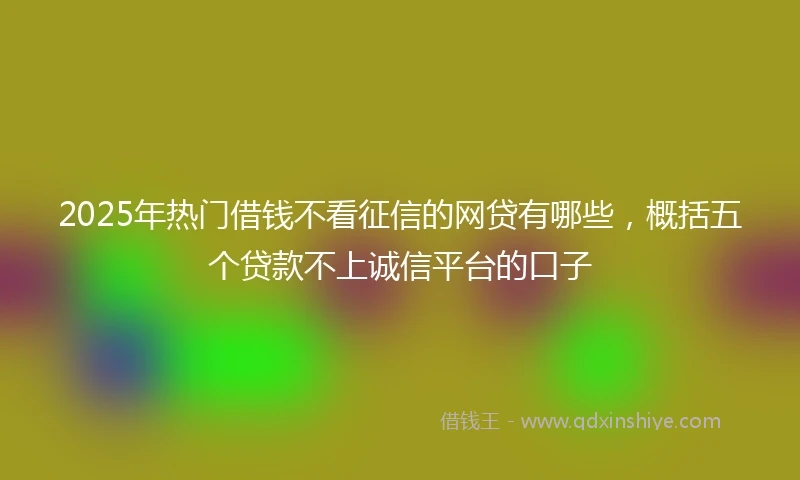 2025年热门借钱不看征信的网贷有哪些，概括五个贷款不上诚信平台的口子