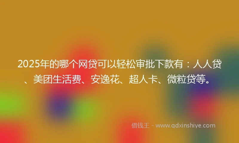 2025年的哪个网贷可以轻松审批下款有：人人贷、美团生活费、安逸花、超人卡、微粒贷等。