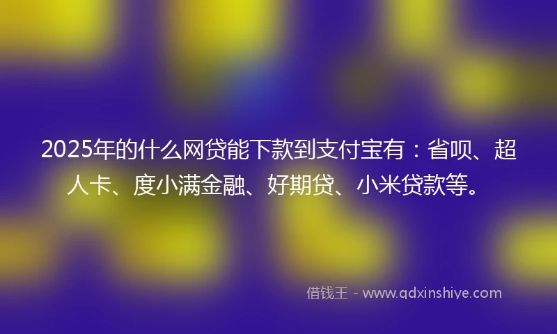 2025年的什么网贷能下款到支付宝有：省呗、超人卡、度小满金融、好期贷、小米贷款等。