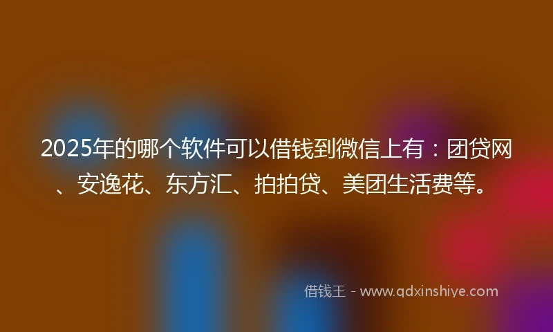 2025年的哪个软件可以借钱到微信上有：团贷网、安逸花、东方汇、拍拍贷、美团生活费等。