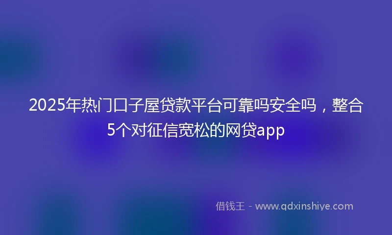 2025年热门口子屋贷款平台可靠吗安全吗，整合5个对征信宽松的网贷app