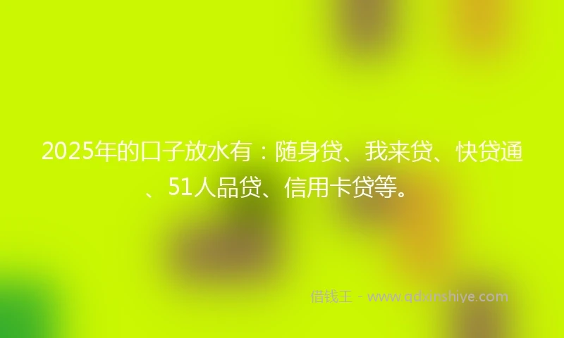 2025年的口子放水有：随身贷、我来贷、快贷通、51人品贷、信用卡贷等。