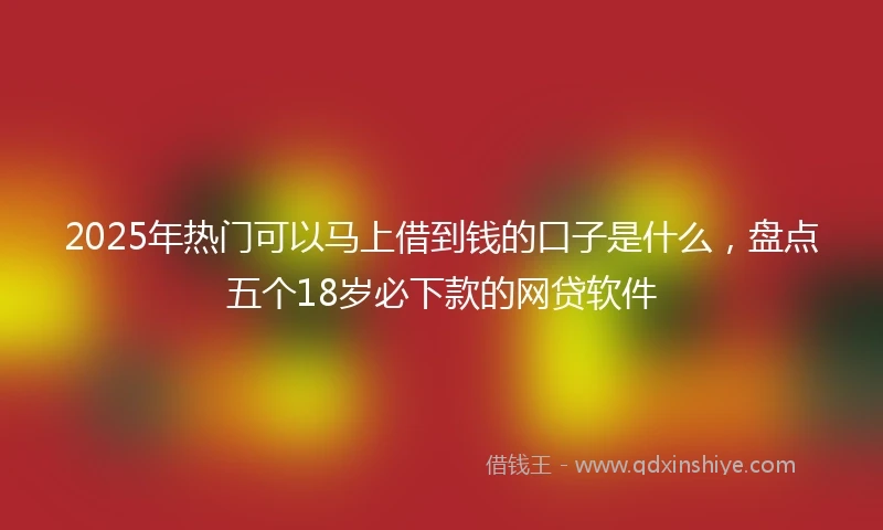 2025年热门可以马上借到钱的口子是什么，盘点五个18岁必下款的网贷软件