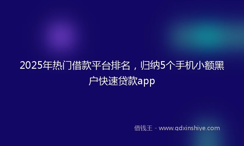 2025年热门借款平台排名,归纳5个手机小额黑户快速贷款app