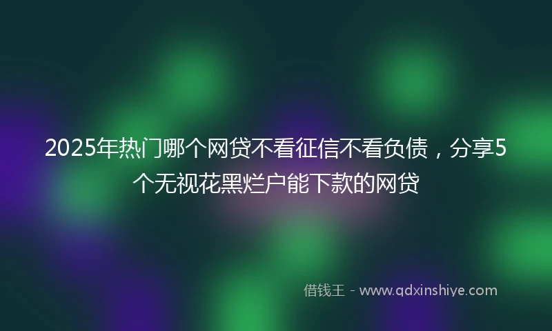 2025年热门哪个网贷不看征信不看负债,分享5个无视花黑烂户能下款的网贷