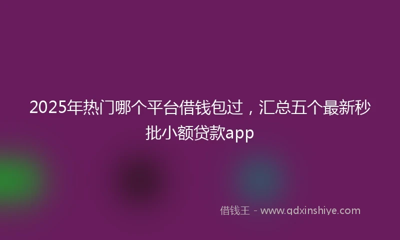 2025年热门哪个平台借钱包过，汇总五个最新秒批小额贷款app