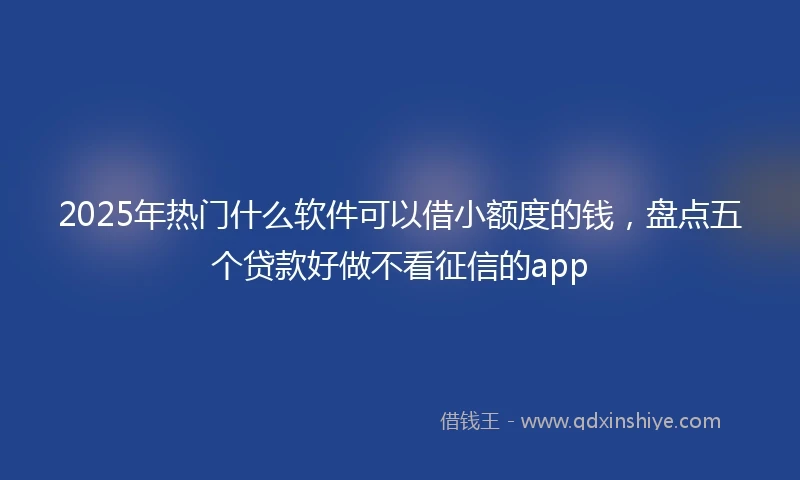 2025年热门什么软件可以借小额度的钱，盘点五个贷款好做不看征信的app