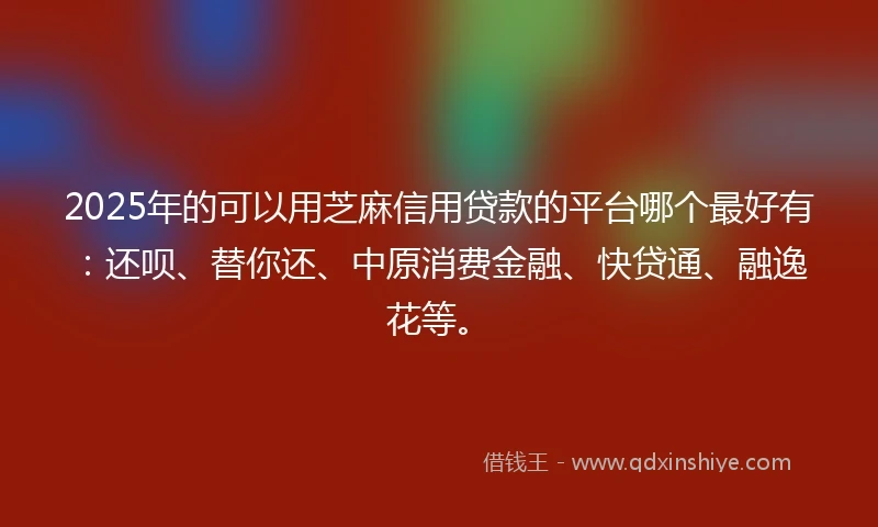 2025年的可以用芝麻信用贷款的平台哪个最好有：还呗、替你还、中原消费金融、快贷通、融逸花等。