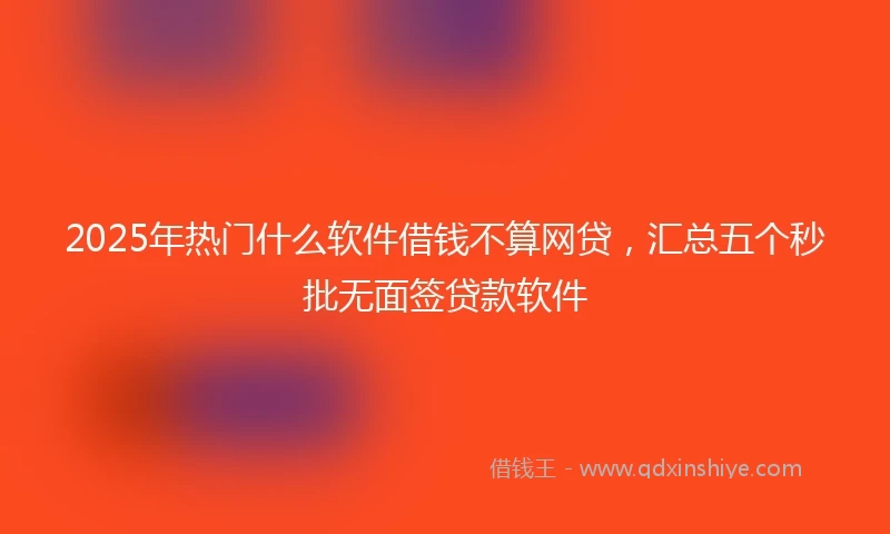 2025年热门什么软件借钱不算网贷，汇总五个秒批无面签贷款软件