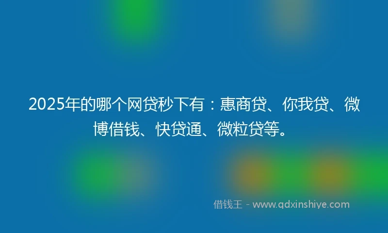 2025年的哪个网贷秒下有：惠商贷、你我贷、微博借钱、快贷通、微粒贷等。