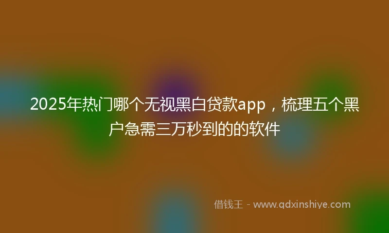 2025年热门哪个无视黑白贷款app，梳理五个黑户急需三万秒到的的软件