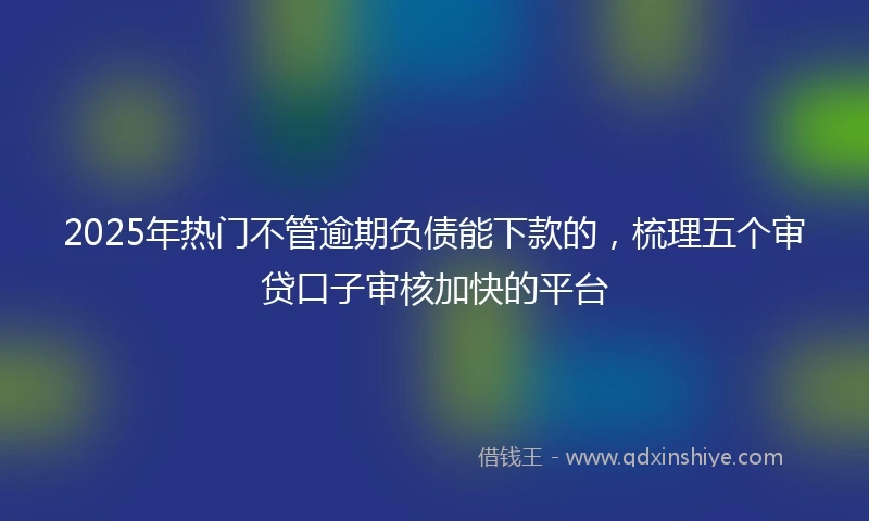 2025年热门不管逾期负债能下款的，梳理五个审贷口子审核加快的平台