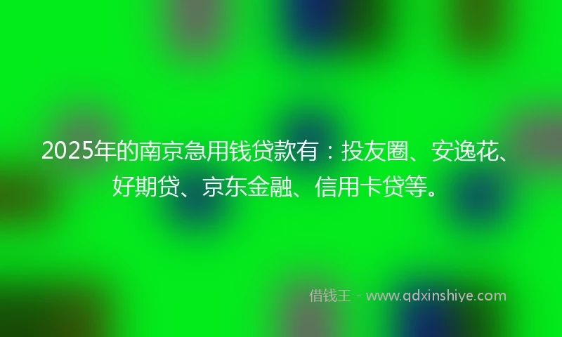2025年的南京急用钱贷款有：投友圈、安逸花、好期贷、京东金融、信用卡贷等。