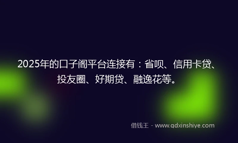 2025年的口子阁平台连接有：省呗、信用卡贷、投友圈、好期贷、融逸花等。